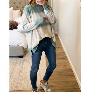 Janis Tie Dye Long Sleeve Blue Green Cream T Shirt